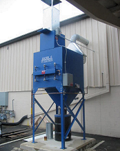 Cartridge dust collector collects steel dust.