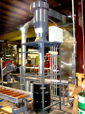 Cyclone separator collects steel dust from cutting.