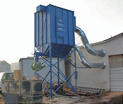 Baghouse dust collector removes wood dust.