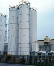 Baghouse collects plastic dust from silos.