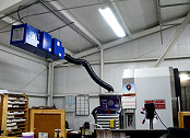 Electronic air cleaner collects CNC mist/smoke.