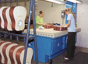 Downdraft table collects wood dust.