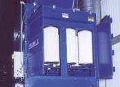 Cartridge filters in dust collector.